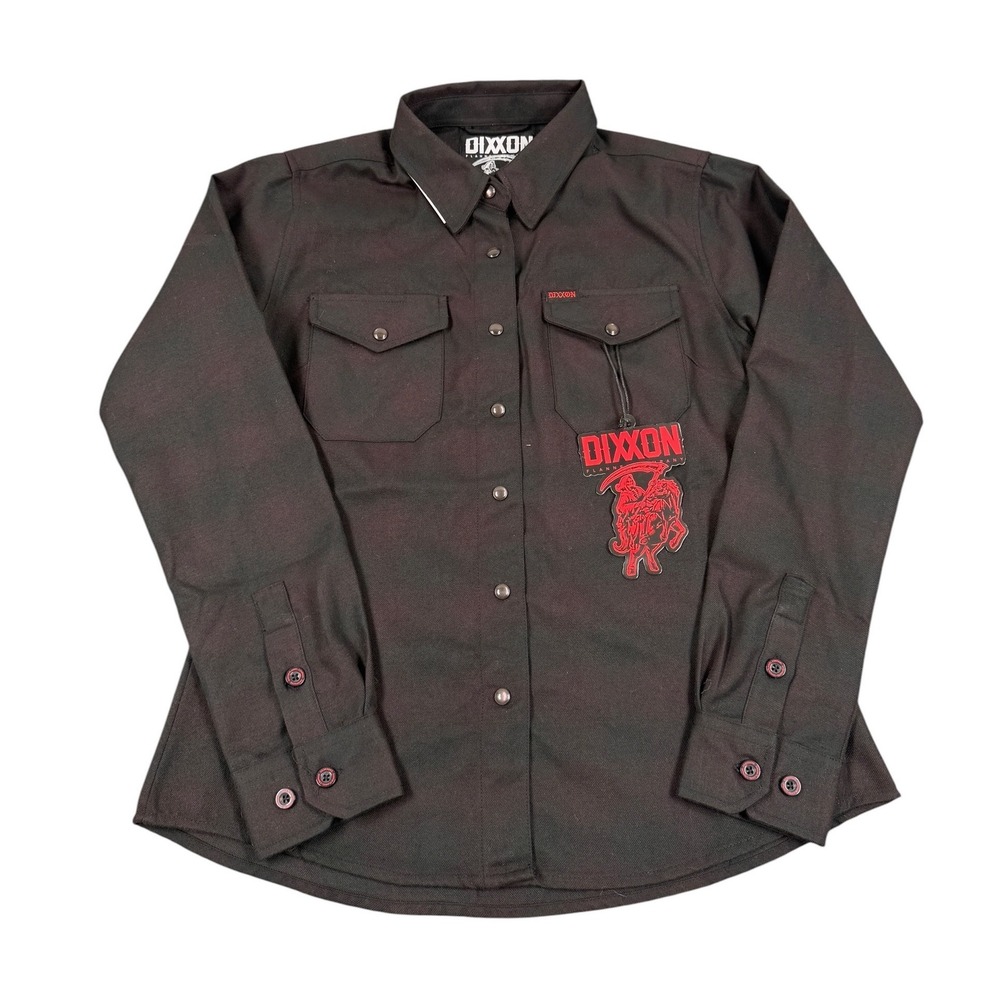 Dixxon Flannel Company Shirt Darkness Women's Medium Black Red Button Up NWT